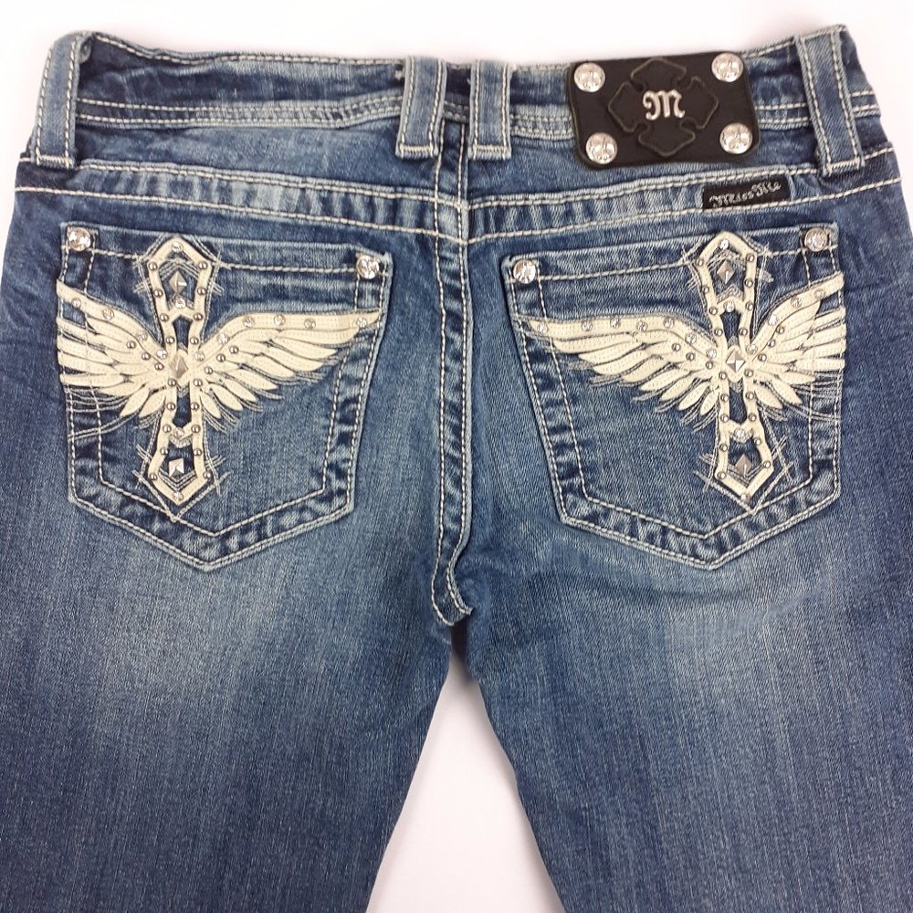 MISS ME JEANS WOMENS JP5117B6 BOOT CUT SIZE 28 BLUE